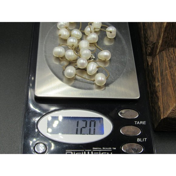 16" Sterling Silver & Cord Real White Pearls Necklace Vintage Minimalist - Picture 6 of 6